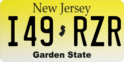 NJ license plate I49RZR