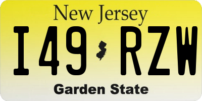 NJ license plate I49RZW