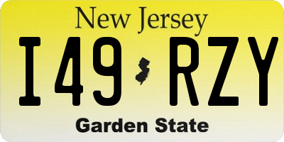 NJ license plate I49RZY