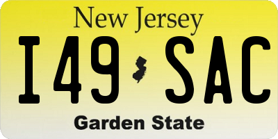NJ license plate I49SAC
