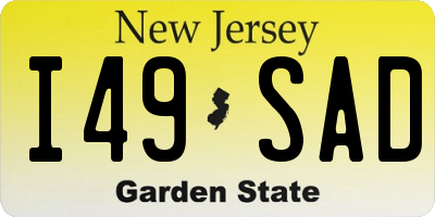 NJ license plate I49SAD
