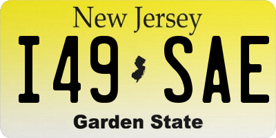 NJ license plate I49SAE