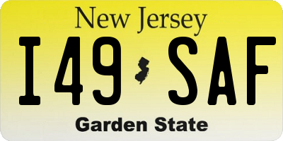 NJ license plate I49SAF