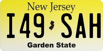 NJ license plate I49SAH