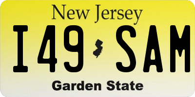 NJ license plate I49SAM