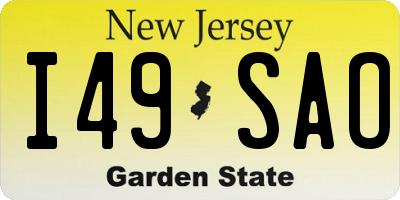 NJ license plate I49SAO
