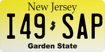NJ license plate I49SAP