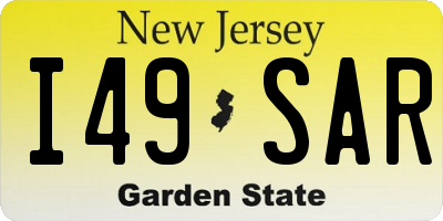 NJ license plate I49SAR
