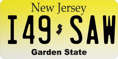NJ license plate I49SAW