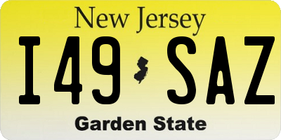 NJ license plate I49SAZ