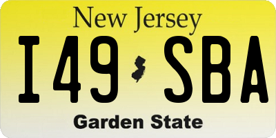 NJ license plate I49SBA