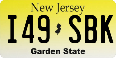 NJ license plate I49SBK