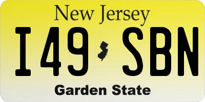 NJ license plate I49SBN