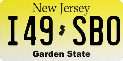 NJ license plate I49SBO
