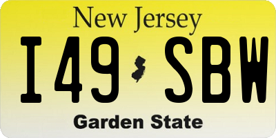 NJ license plate I49SBW