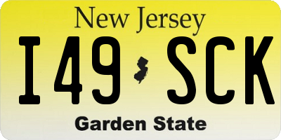 NJ license plate I49SCK