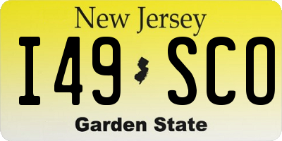 NJ license plate I49SCO