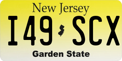 NJ license plate I49SCX