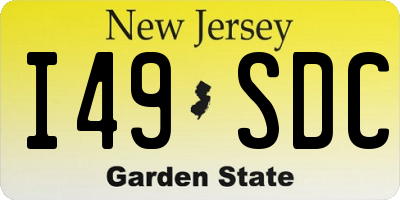 NJ license plate I49SDC
