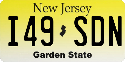 NJ license plate I49SDN