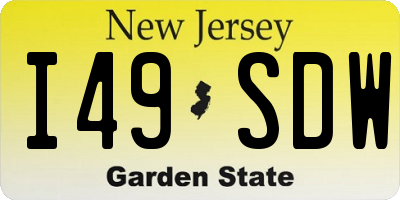 NJ license plate I49SDW