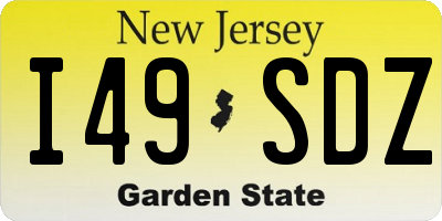 NJ license plate I49SDZ