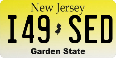 NJ license plate I49SED