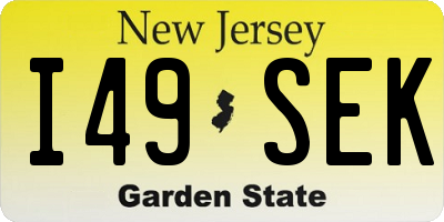NJ license plate I49SEK