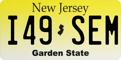 NJ license plate I49SEM