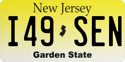 NJ license plate I49SEN