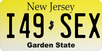 NJ license plate I49SEX