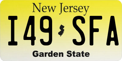 NJ license plate I49SFA