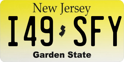 NJ license plate I49SFY