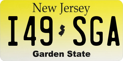 NJ license plate I49SGA