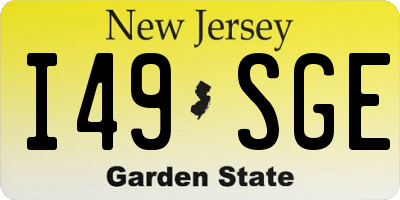NJ license plate I49SGE