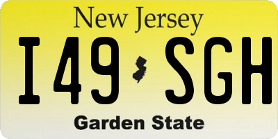 NJ license plate I49SGH