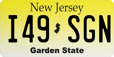 NJ license plate I49SGN