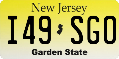 NJ license plate I49SGO