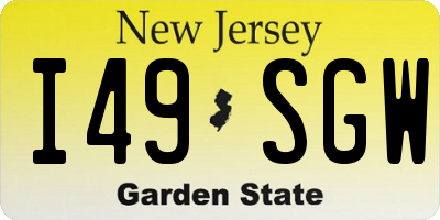 NJ license plate I49SGW