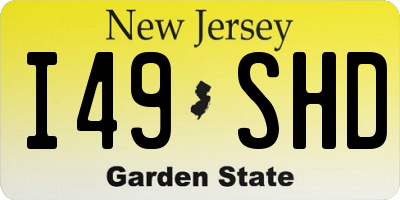 NJ license plate I49SHD