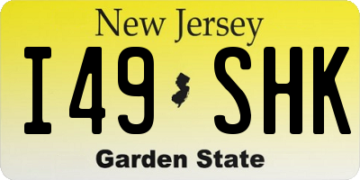 NJ license plate I49SHK