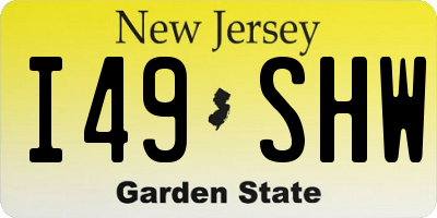 NJ license plate I49SHW