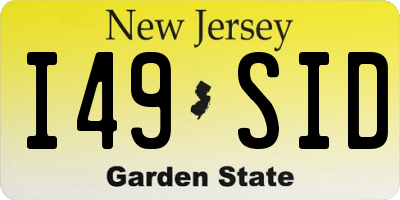 NJ license plate I49SID