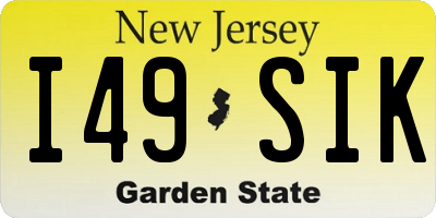 NJ license plate I49SIK
