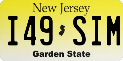 NJ license plate I49SIM