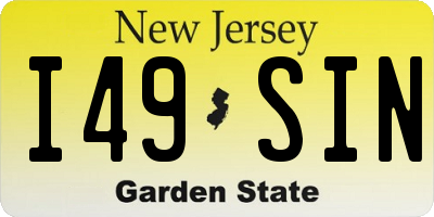 NJ license plate I49SIN