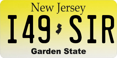NJ license plate I49SIR