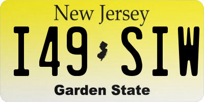 NJ license plate I49SIW