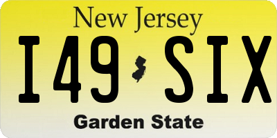 NJ license plate I49SIX