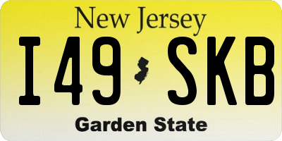 NJ license plate I49SKB